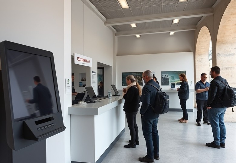 Antes — Terminal fuera de servicio en horario de alta demanda: la espera se traslada a la caja.